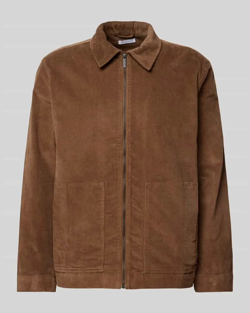 Knowledge Cotton Apparel Cordjacke mit Kentkragen Mittelbraun