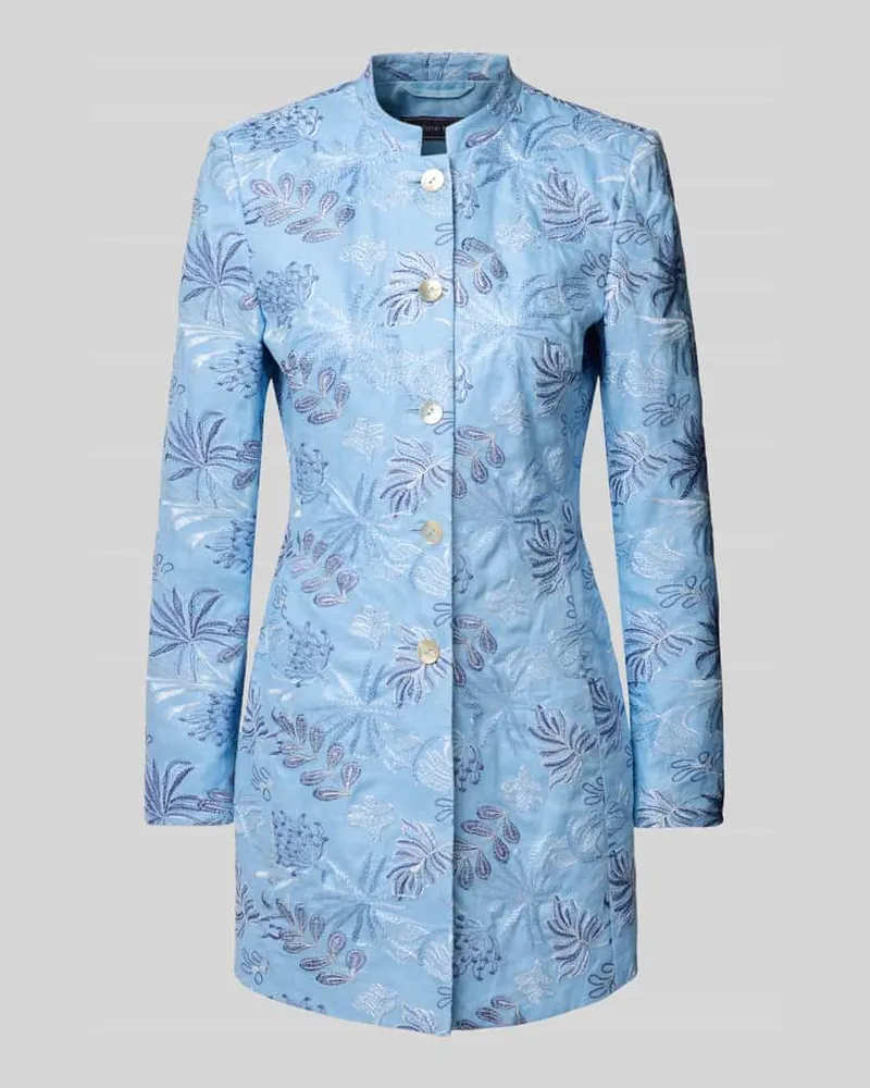 White Label Slim Fit Longblazer aus Leinen mit Stehkragen Hellblau