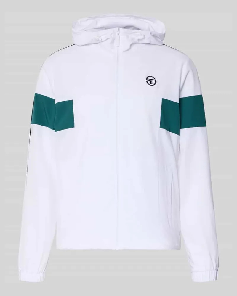 Sergio Tacchini Regular Fit Jacke mit Logo-Stitching Modell 'Caspio Weiss