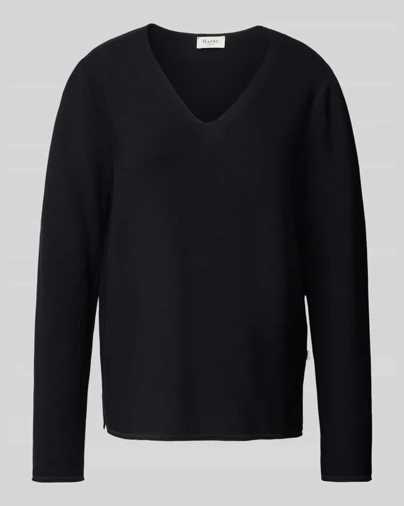 Maerz Strickpullover mit Seitenschlitzen Marine