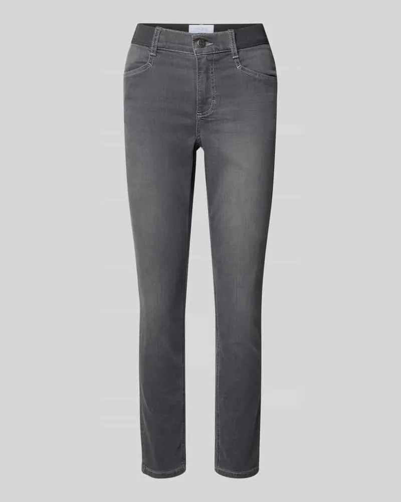 ANGELS  Slim Fit Jeans mit Logo-Stitching Modell 'Ornella Mittelgrau