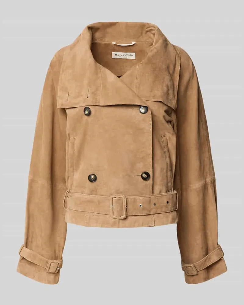 Marc O'Polo Relaxed Fit Lederjacke Trenchcoat-Stil Sand