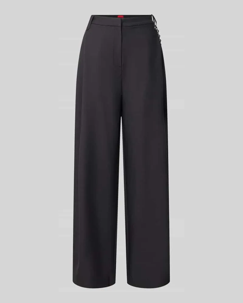 HUGO BOSS Regular Fit Barrel Leg Hose mit Viskose-Anteil Modell 'Hentessa-1 Black