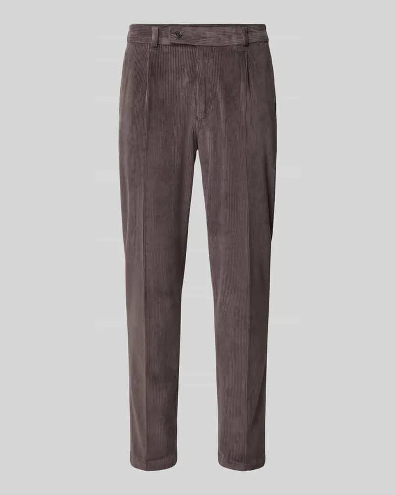 Zuitable Slim Fit Hose aus Baumwoll-Mix in Cord-Optik Modell 'Cliffer Dunkelbraun