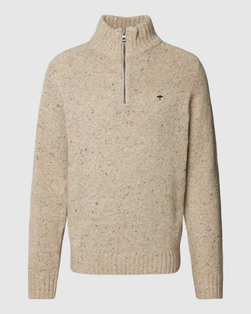 Fynch-Hatton Strickpullover mit kurzem Reißverschluss Offwhite