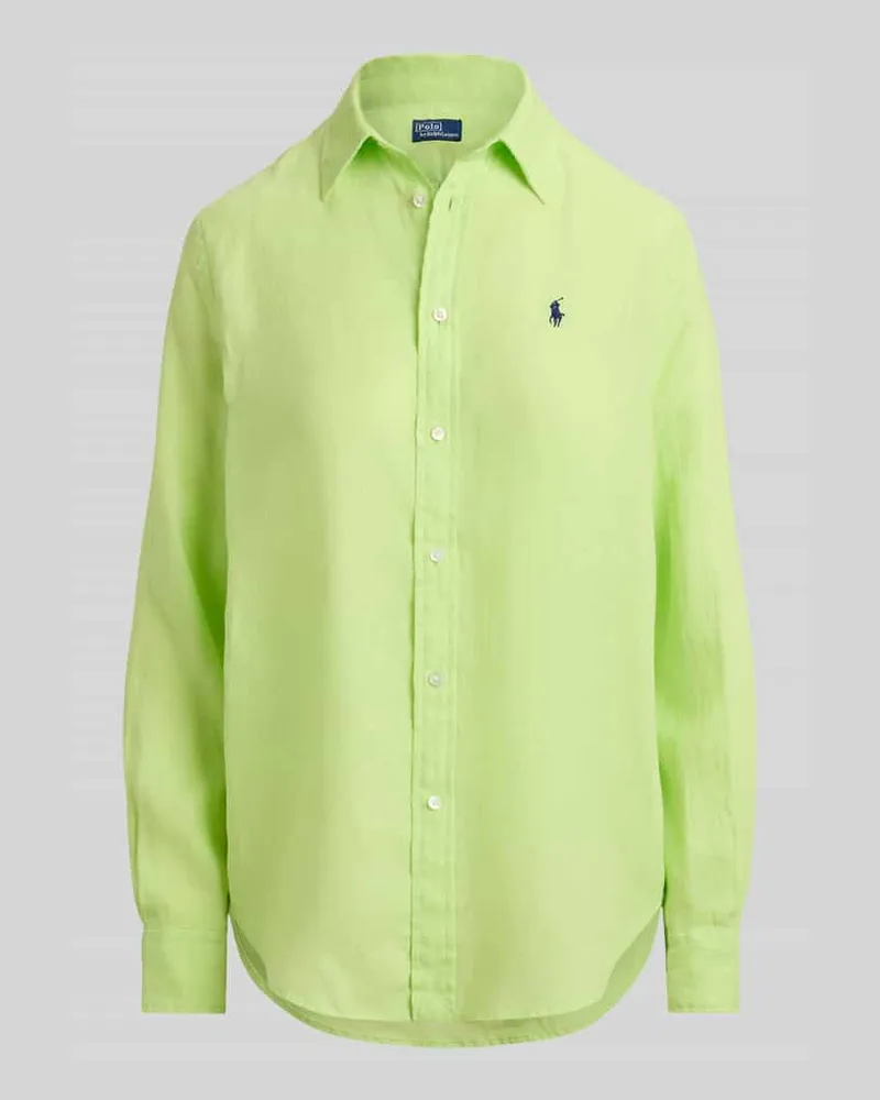 Ralph Lauren Hemdbluse aus reinem Leinen Hellgruen
