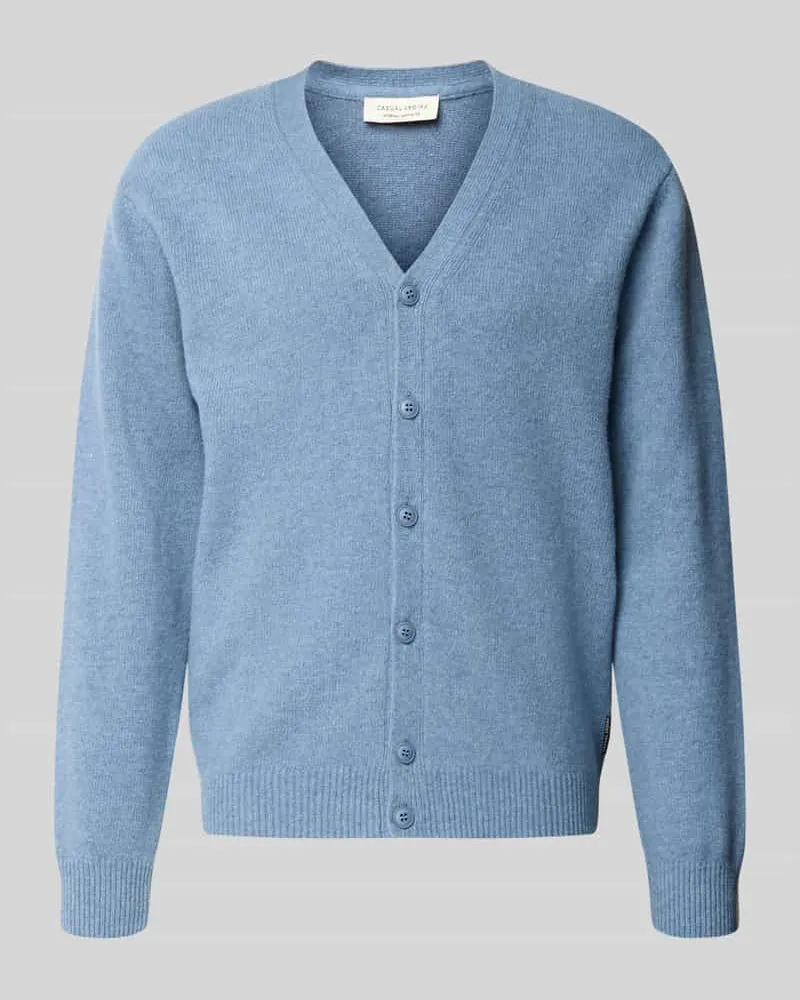 Casual Friday Cardigan aus Woll-Mix mit V-Ausschnitt Modell 'KARL Bleu