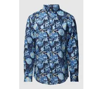Regular Fit Leinenhemd mit floralem Allover-Print