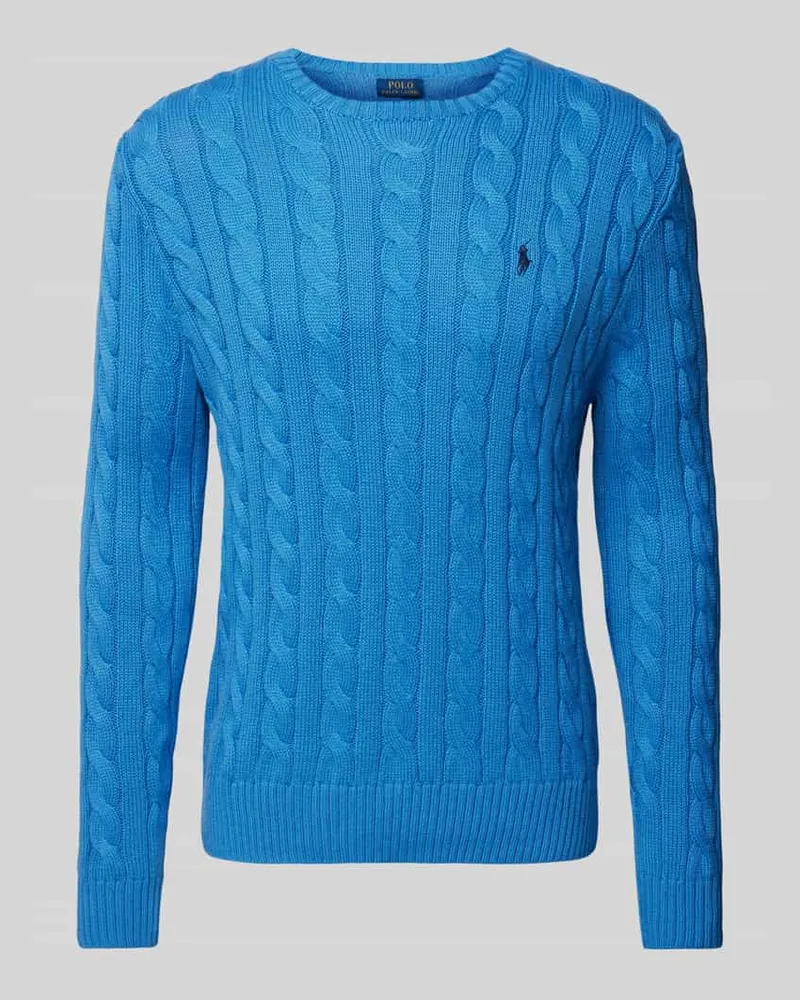 Ralph Lauren Regular Fit Strickpullover aus reiner Baumwolle Modell 'DRIVER Jeansblau