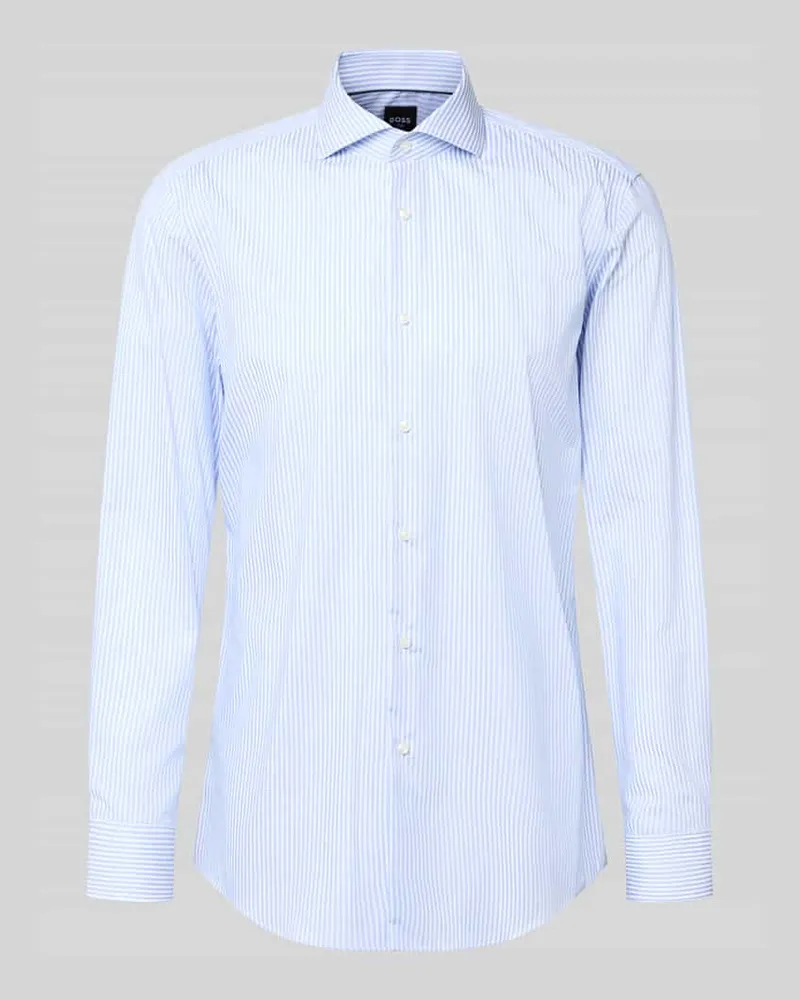 HUGO BOSS Slim Fit Businesshemd aus reiner Baumwolle Modell 'HANK Bleu