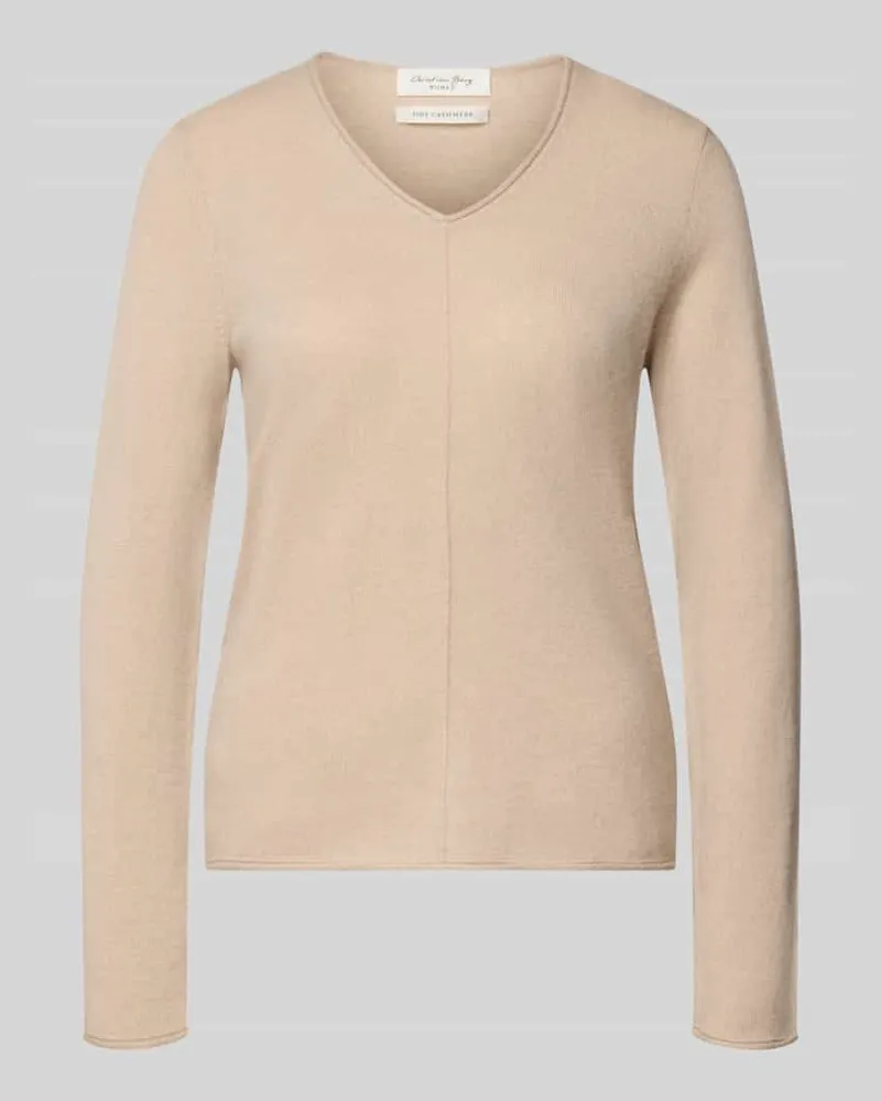 Christian Berg Strickpullover aus Kaschmir mit V-Ausschnitt Beige