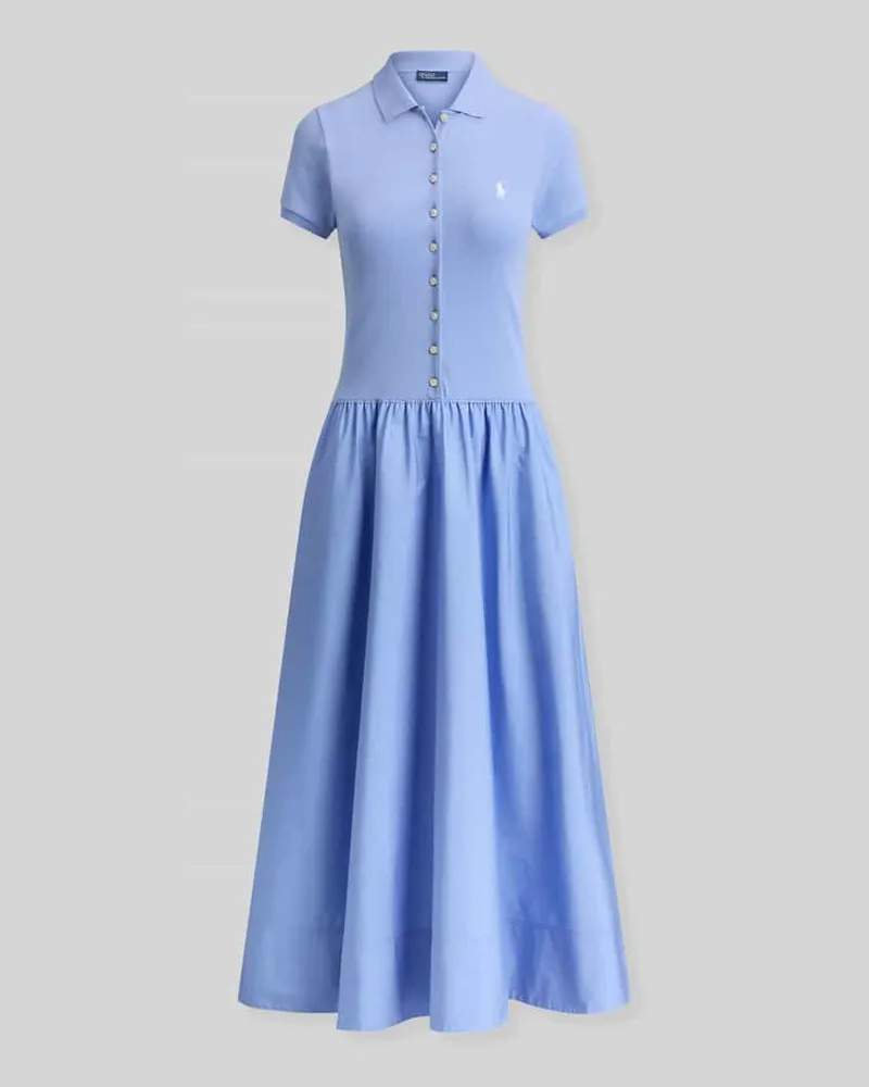 Ralph Lauren Freizeitkleid aus Baumwoll-Mix mit Polokragen Hellblau