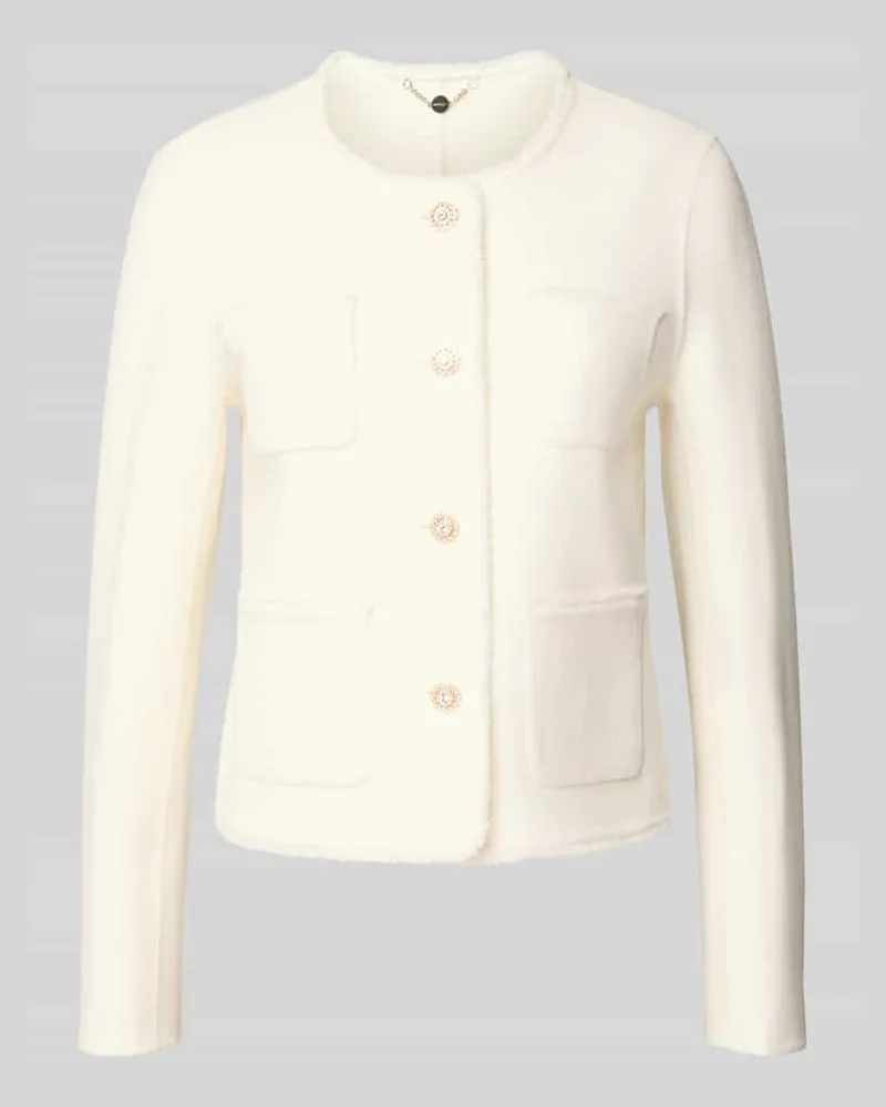Marc Cain Regular Fit Jacke aus reiner Baumwolle mit Rundhalsausschnitt Ecru