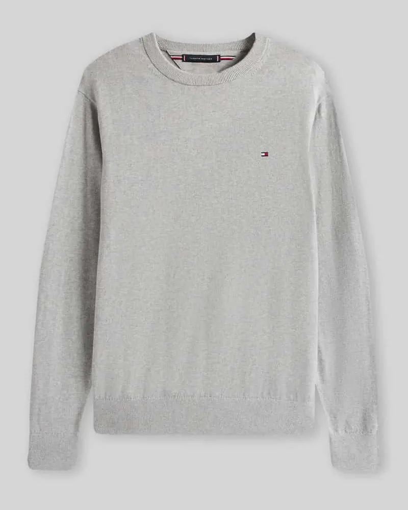 Tommy Hilfiger Regular Fit Pullover aus Baumwoll-Kaschmir-Mix Hellgrau