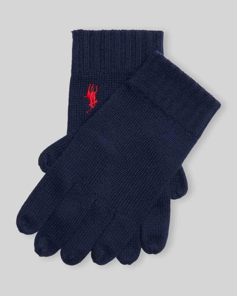 Ralph Lauren Fingerhandschuhe aus Wolle mit Logo-Stickerei Marine