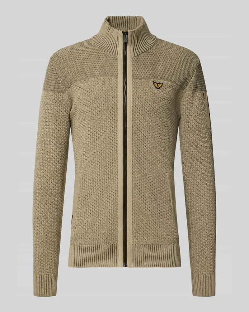 PME Legend Strickjacke mit Reißverschluss Beige