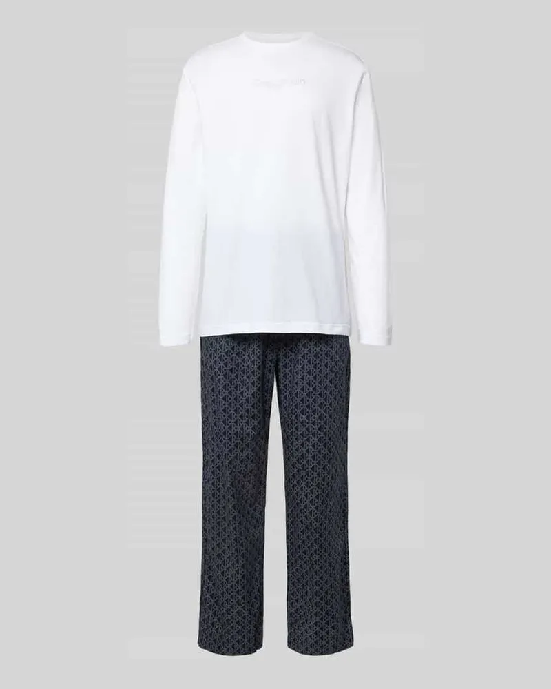 Calvin Klein Pyjama mit Label-Stitching Anthrazit