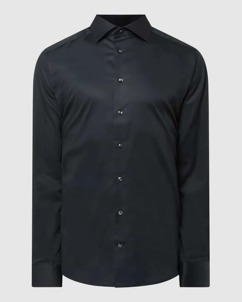 Eton Regular Fit Business-Hemd aus Twill Black
