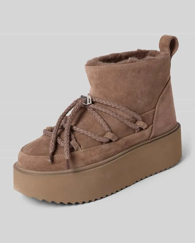 INUIKII Boots aus Leder mit Plateausohle Modell 'CLASSIC LOW PLATFORM Taupe