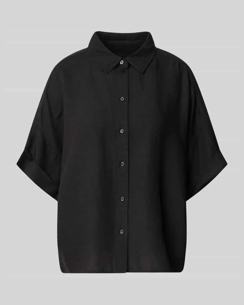 HUGO BOSS Regular Fit Bluse aus Leinen-Viskose-Mix Modell 'BISENAS Black