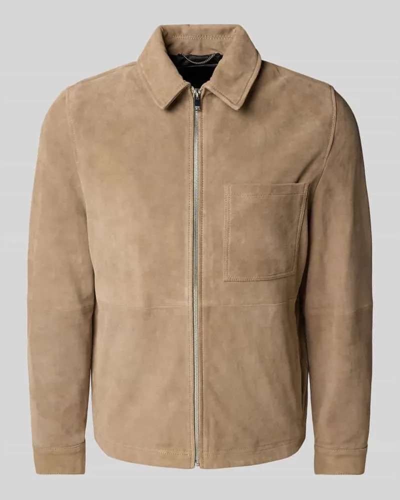 Drykorn Lederjacke mit aufgesetzter Brusttasche Modell 'JERSON Beige