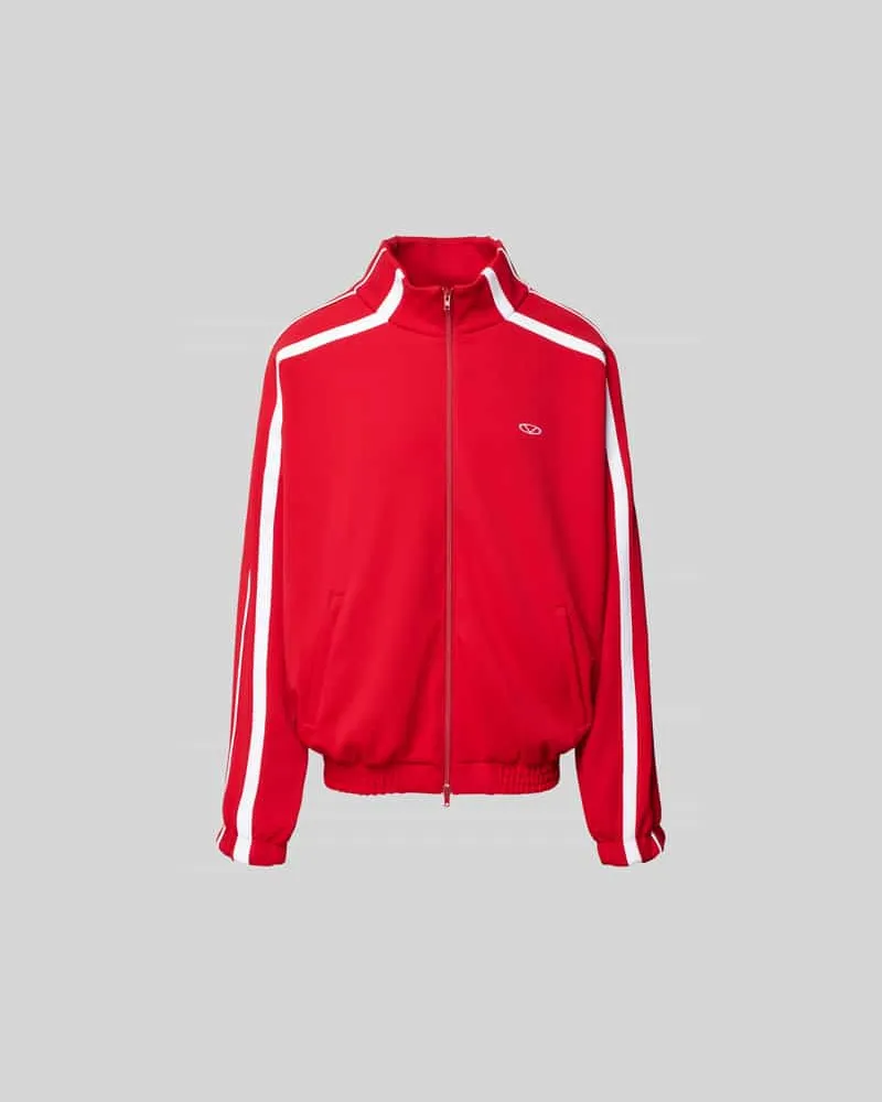 VETEMENTS Oversized Sweatjacke mit Label-Stitching Rot