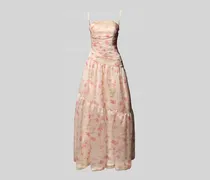 Abendkleid mit Volantsaum und Raffungen