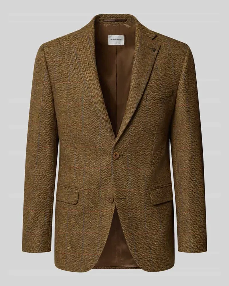 Roy Robson Slim Fit 2-Knopf-Sakko aus Schurwolle Khaki
