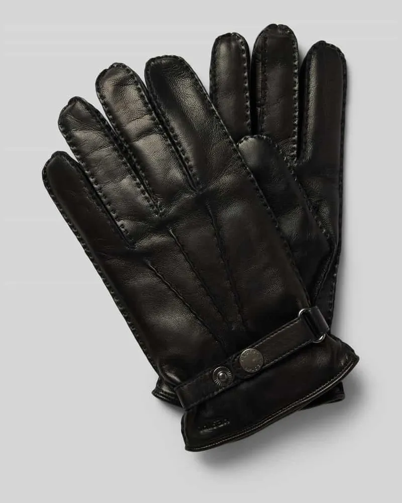 Hestra Lederhandschuhe mit verstellbarem Verschluss Modell 'Jake Black