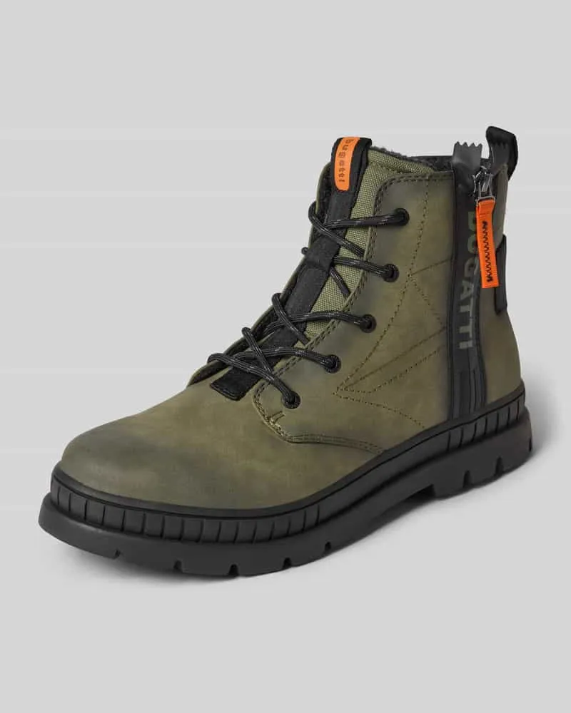 Bugatti Boots mit Schnür- und Reißverschluss Modell 'Pallario Dunkelgruen