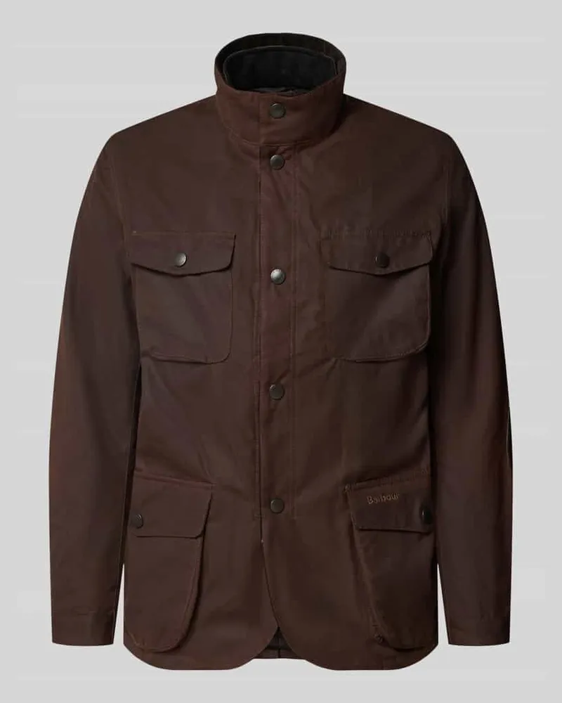 Barbour Funktionsjacke mit gewachstem Twill Dunkelbraun