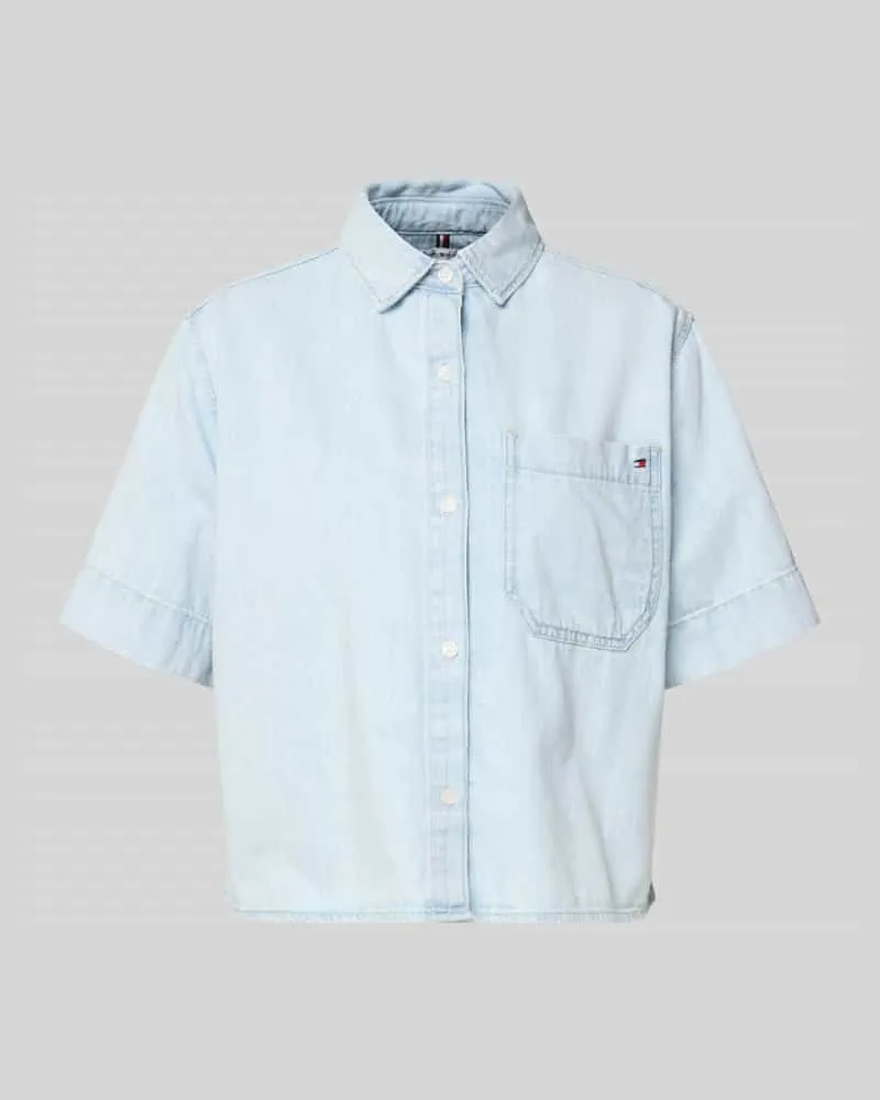 Tommy Hilfiger Relaxed Fit Jeansbluse aus reiner Baumwolle Hellblau