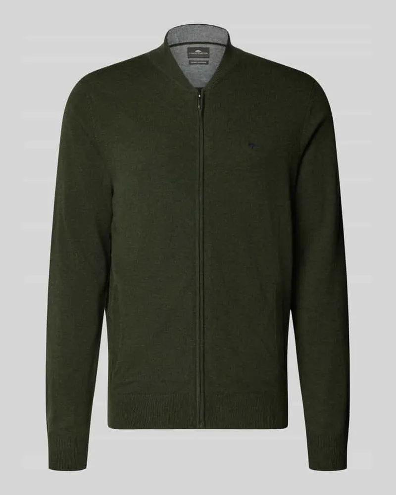 Fynch-Hatton Cardigan aus Wolle-Kaschmir-Mix mit Reißverschluss Khaki