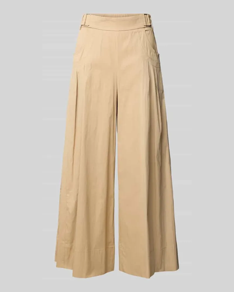 MAC Jeans Wide Leg Stoffhose mit verkürztem Schnitt Modell 'Leonie Beige