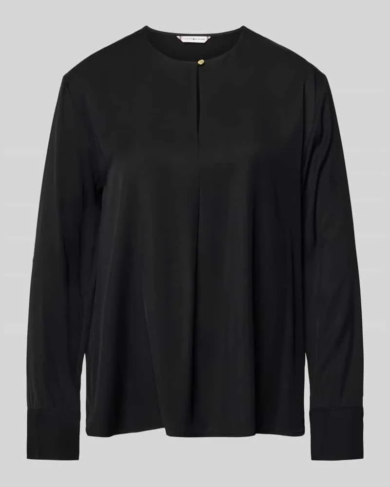 Tommy Hilfiger Relaxed Fit Langarmbluse aus reiner Viskose Black