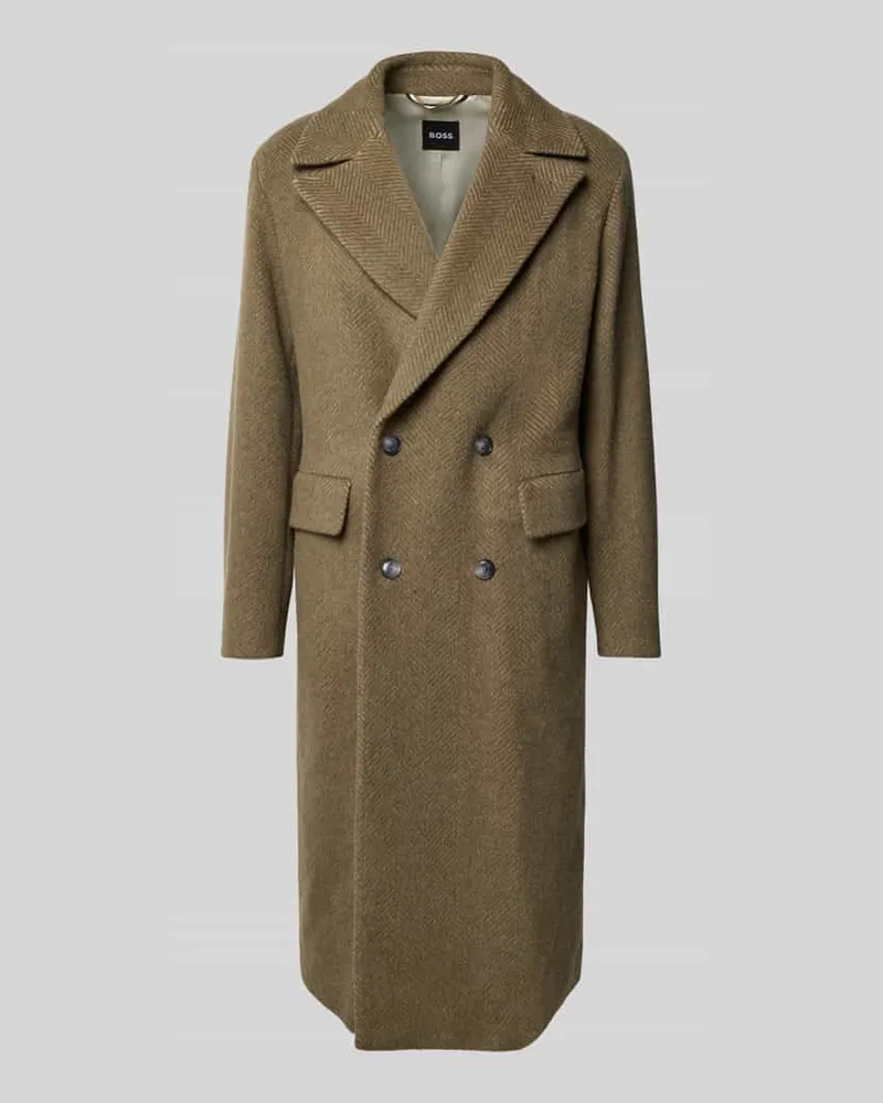 HUGO BOSS Relaxed Fit Mantel aus Alpaka-Mix Modell 'CALE Schlamm