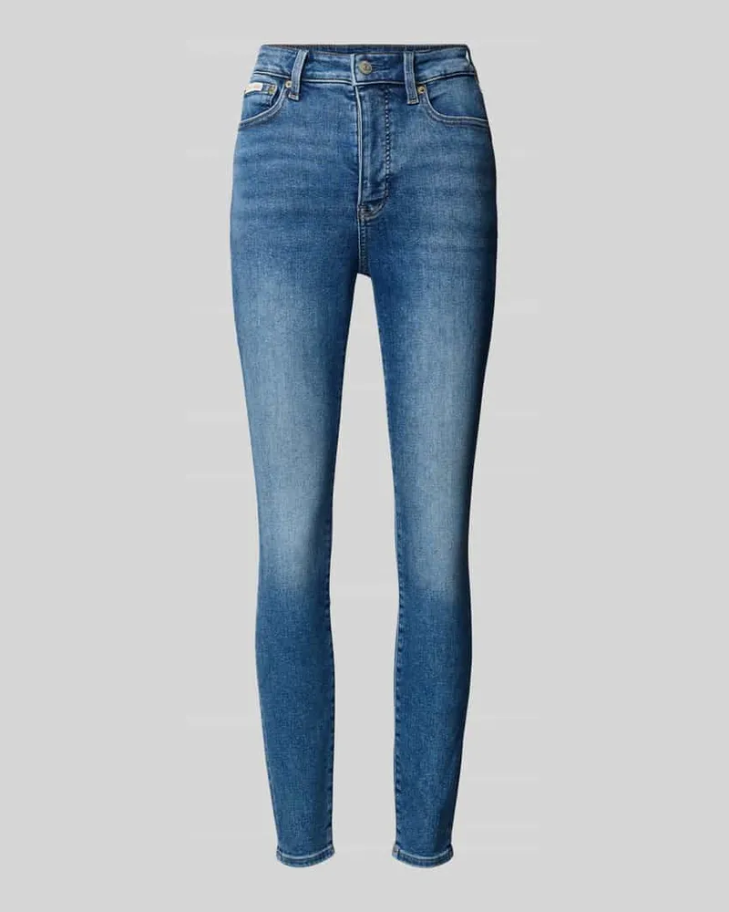 Calvin Klein Super Skinny Fit High Rise Jeans mit Label-Detail Dunkelblau