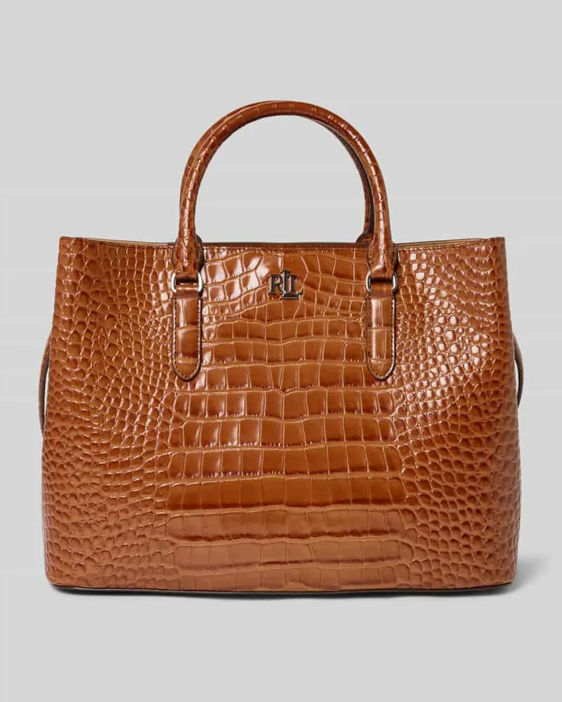 Ralph Lauren Handtasche mit Label-Applikation und Tragehenkel Cognac