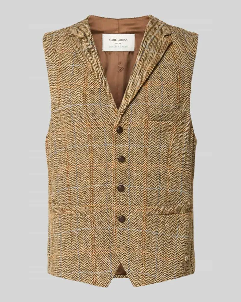 Carl Gross Weste aus Schurwolle mit Brustleistentasche Modell 'Warner Camel
