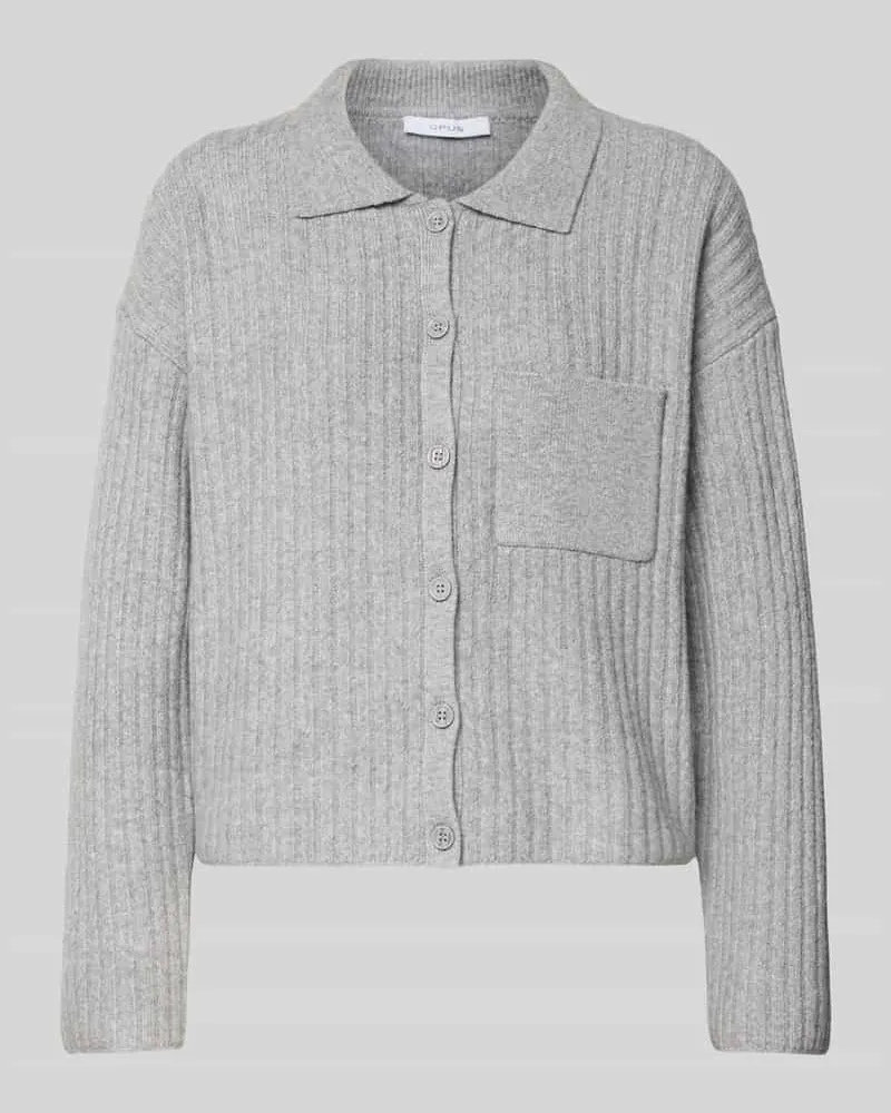 OPUS Cardigan mit Umlegekragen Modell 'Dinkine Hellgrau