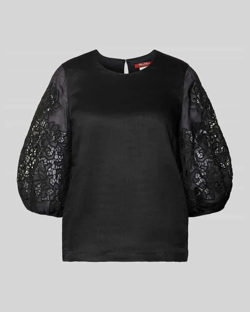 Max Mara Regular Fit Bluse mit Lochspitze Modell 'ORDINE Black