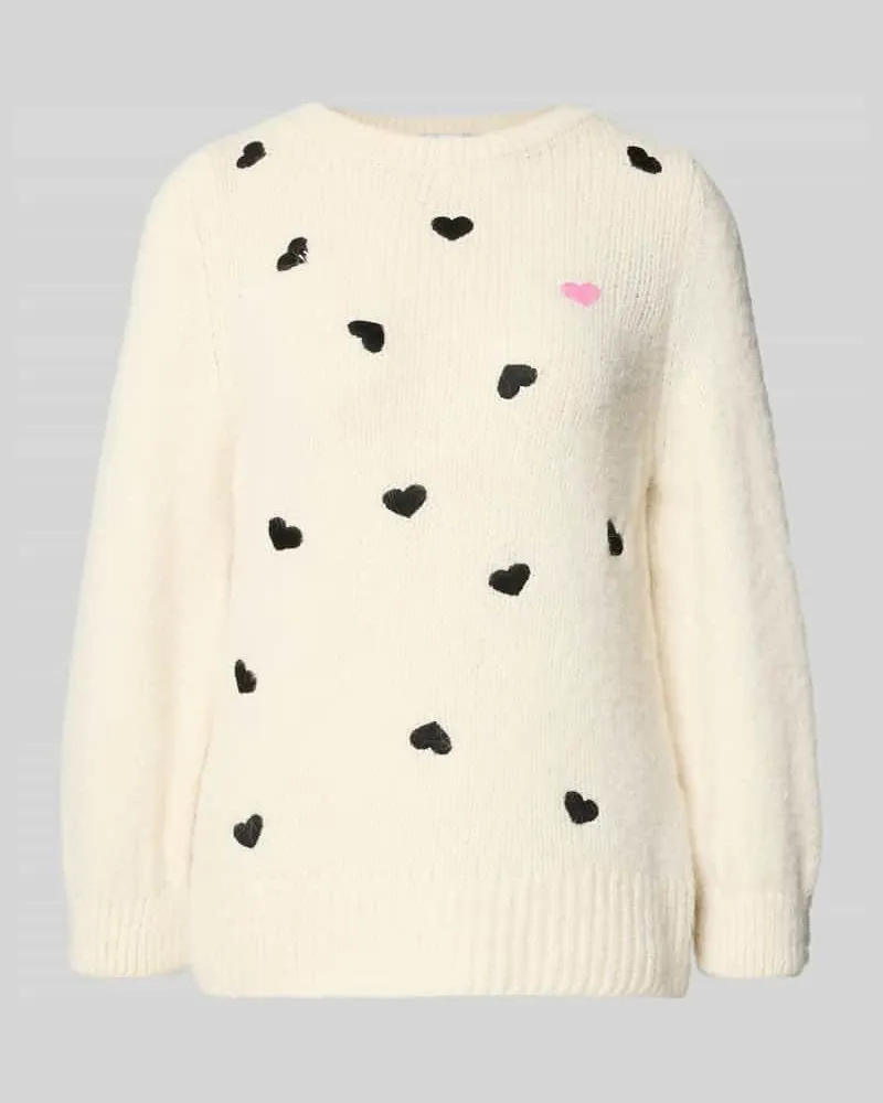 More & More Strickpullover mit gerippten Abschlüssen Offwhite