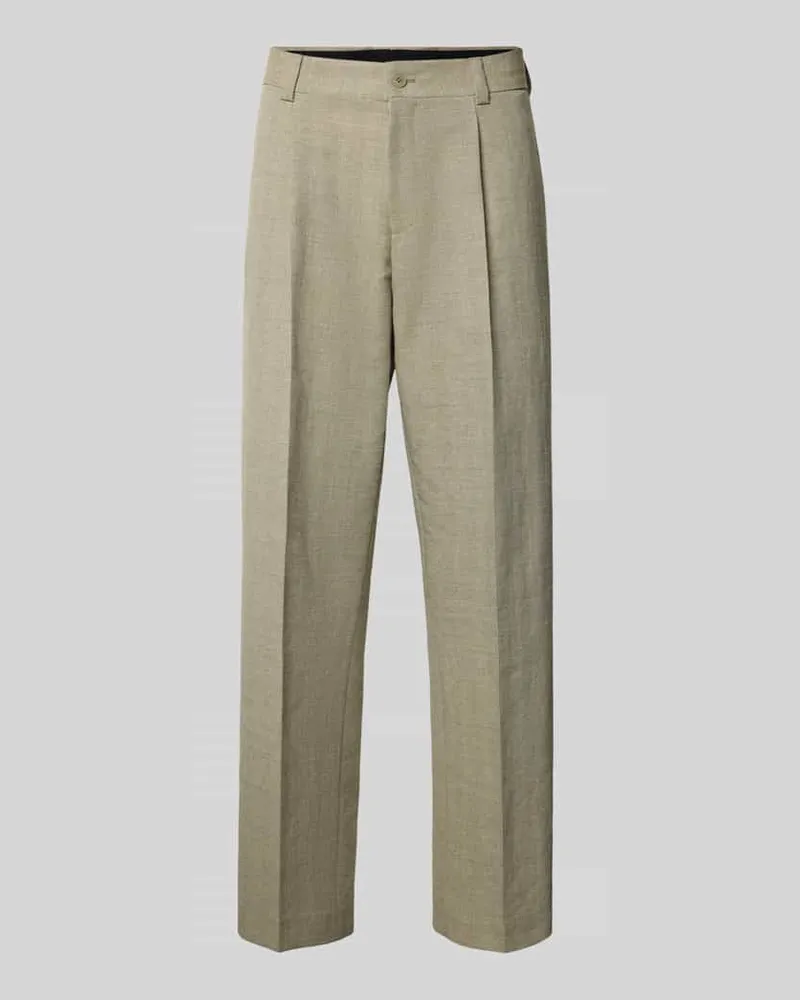 HUGO BOSS Modern Fit Anzughose mit Baumwoll und Leinen Anteil Hellgruen