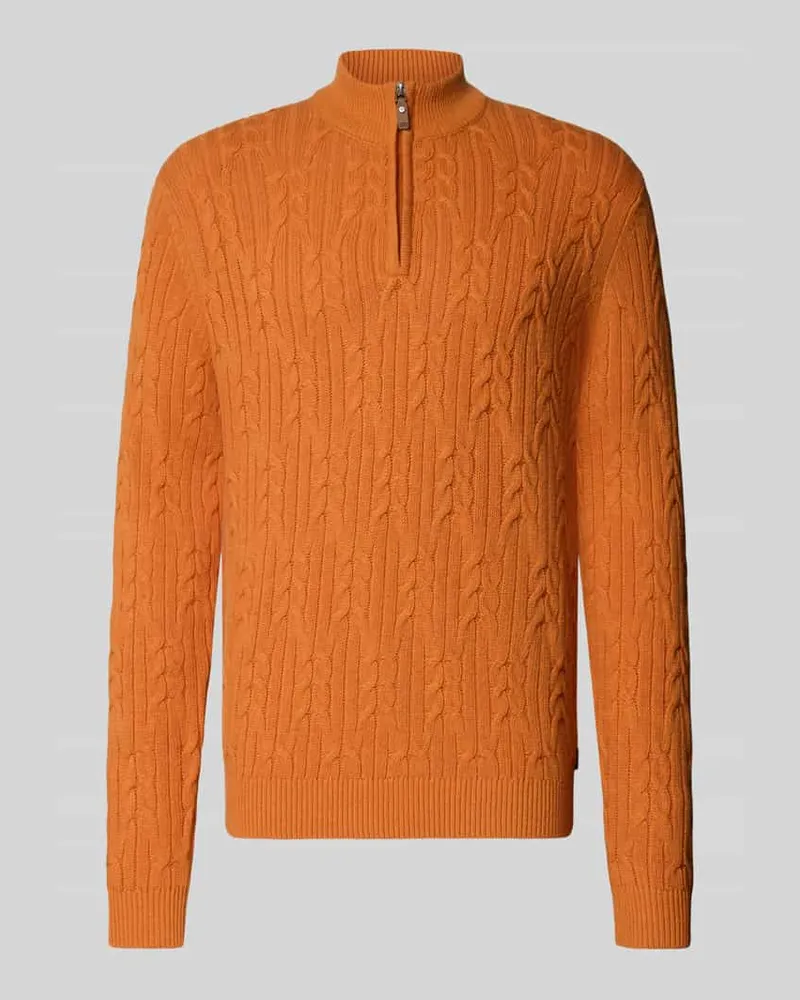 Fynch-Hatton Slim Fit Strickpullover aus Baumwoll-Woll-Mix Orange