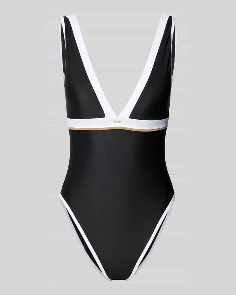 HUGO BOSS Badeanzug mit Label-Applikation Modell ' CODES Black