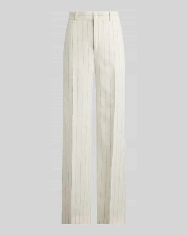 Ralph Lauren Wide Leg Hose aus reinem Leinen Weiss