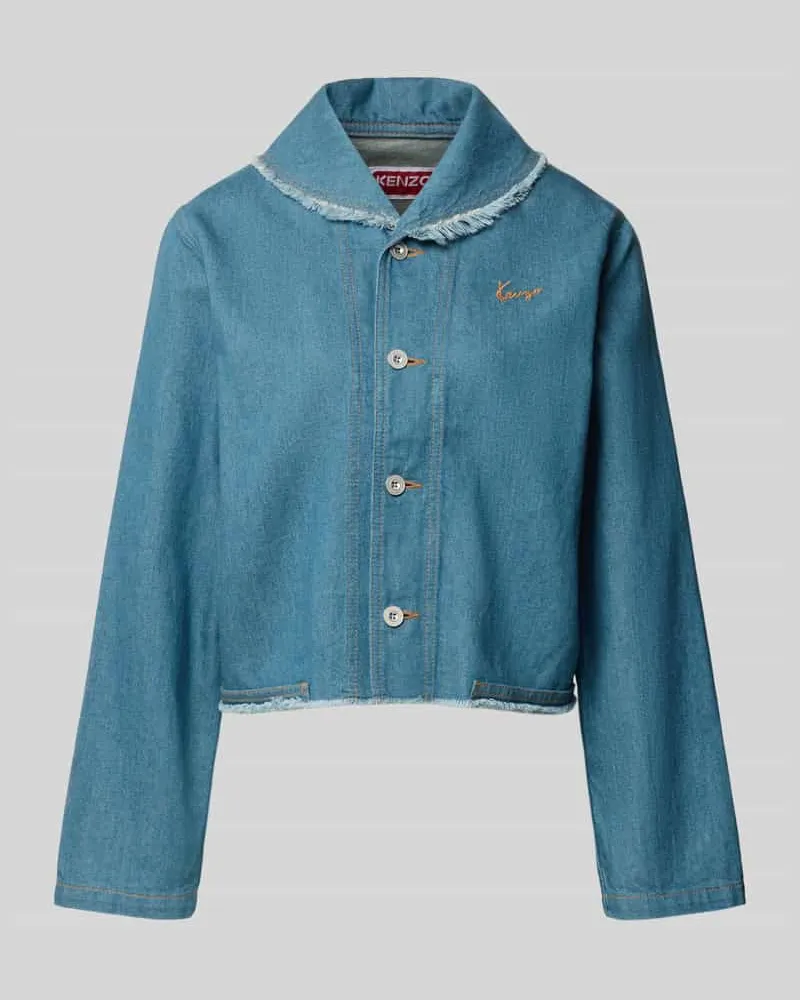 Kenzo Regular Fit Jeansjacke mit Leinen-Anteil Blau