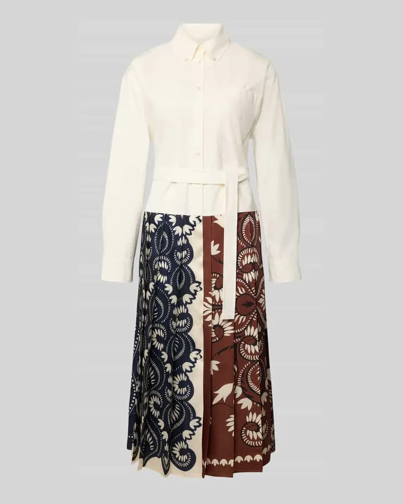 Max Mara Tailliertes Blusenkleid aus Baumwoll-Mix Modell 'ONDINA Weiss