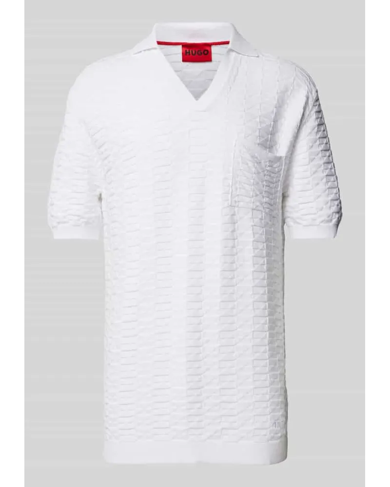 HUGO BOSS Regular Fit Poloshirt mit Strukturmuster Modell 'Spato Weiss