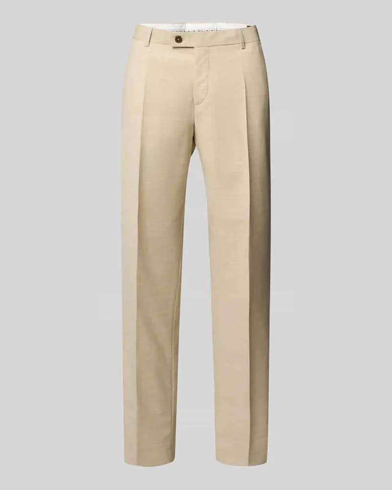 Bugatti Regular Fit Anzughose mit Bügelfalten Beige